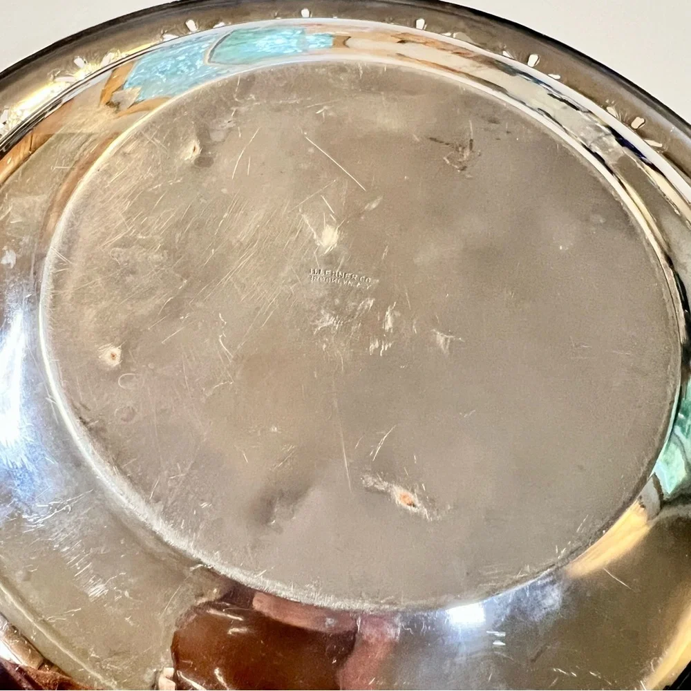 Vintage H.LERNER Co. Silver Plated Bridal Basket Swing Handle Serving Dish Tray